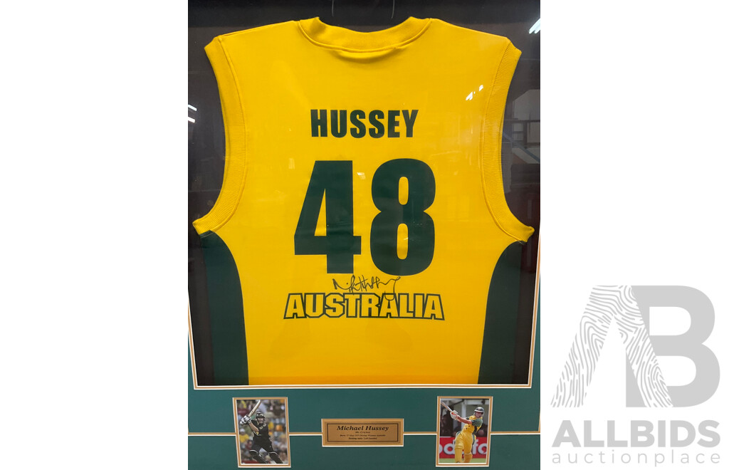 'Mr Cricket' Vintage Australian Cricket Memorabilia - Signed by Michael Hussey (110 X 89 Cm)