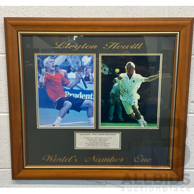 'Worlds Number One' Vintage Australian Tennis Memorabilia - Signed by Lleyton Hewitt (60 X 56 Cm)