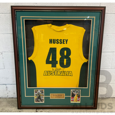 'Mr Cricket' Vintage Australian Cricket Memorabilia - Signed by Michael Hussey (110 X 89 Cm)