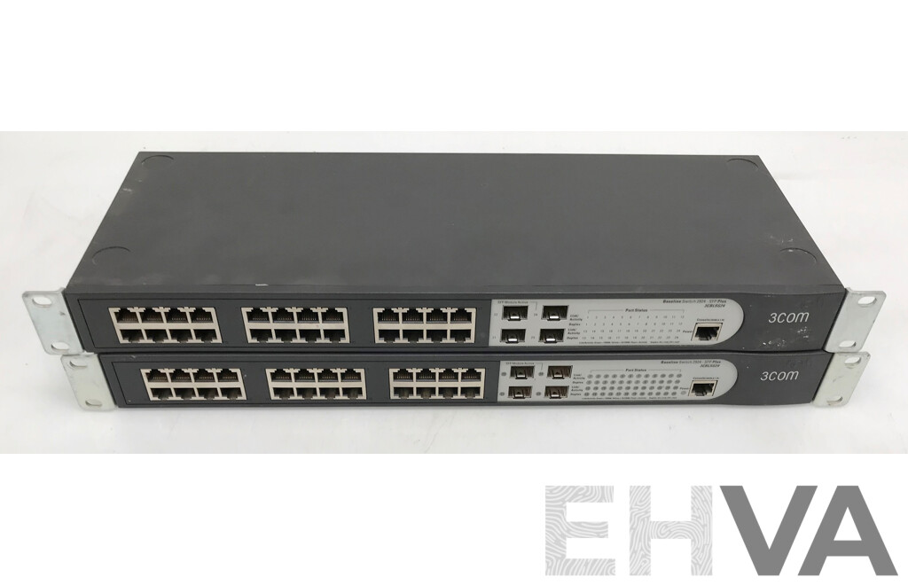 3Com Baseline 2924-SFP 24-Port Gigabit Network Switch  - Lot of 2