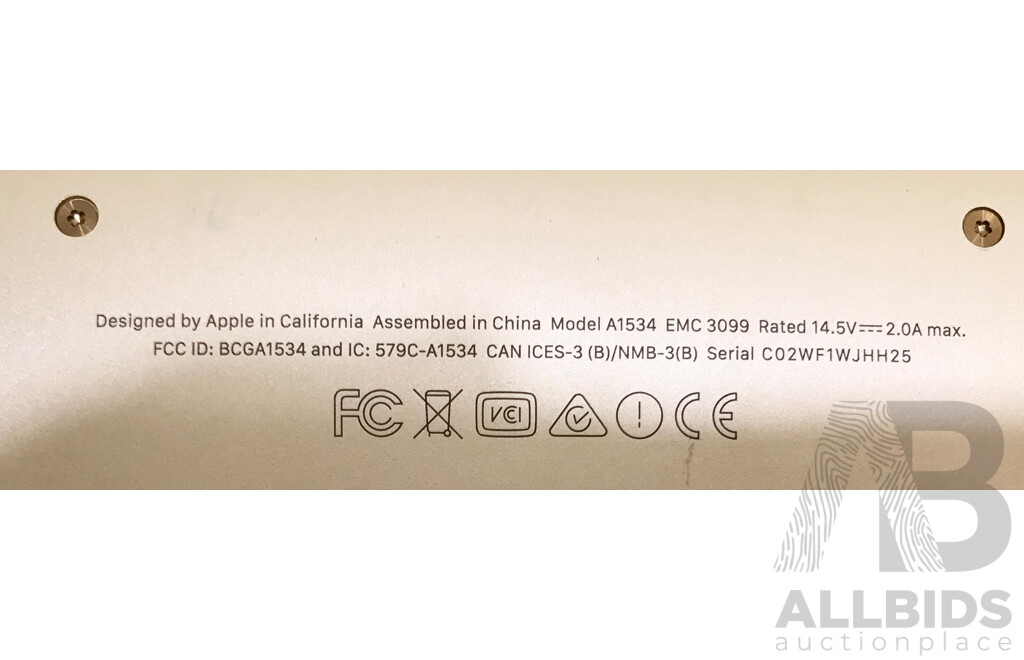 Apple (A1534) Intel Core M3 1.2 GHz Dual-Core CPU 12-Inch MacBook (Rose Gold) w/ Power Supply