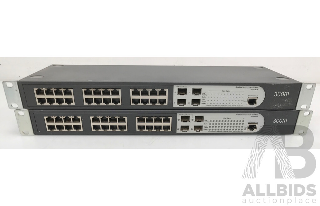 3Com Baseline 2924-SFP 24-Port Gigabit Network Switch  - Lot of 2