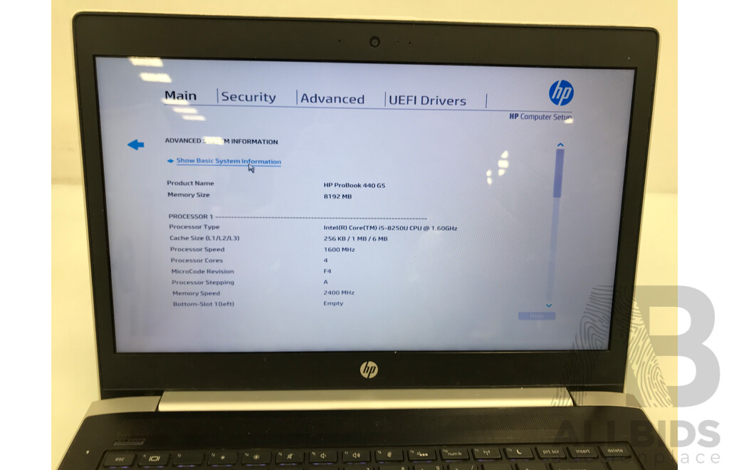 HP ProBook 440 G5 Intel I5 825OU 1.60 GHz 14 Inch Laptop