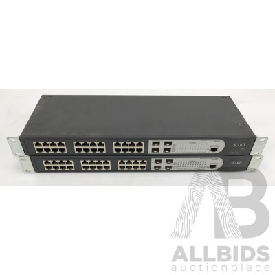 3Com Baseline 2924-SFP 24-Port Gigabit Network Switch  - Lot of 2