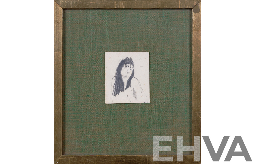 Michael Allen Shaw, (20th Century, British, 1937-), Head Study (1966), Pencil on Paper, 23 x 21 cm (frame)