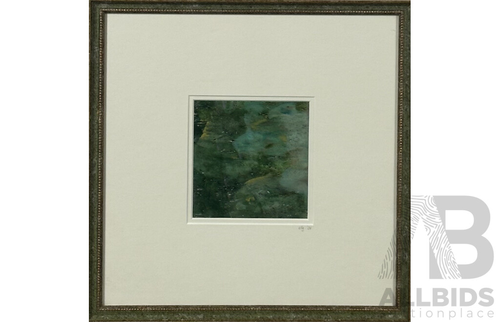 Elly (Last Name Unknown), Green and Gold Waters, (2006), Mixed Media on Paper, 36 x 35 cm (frame)