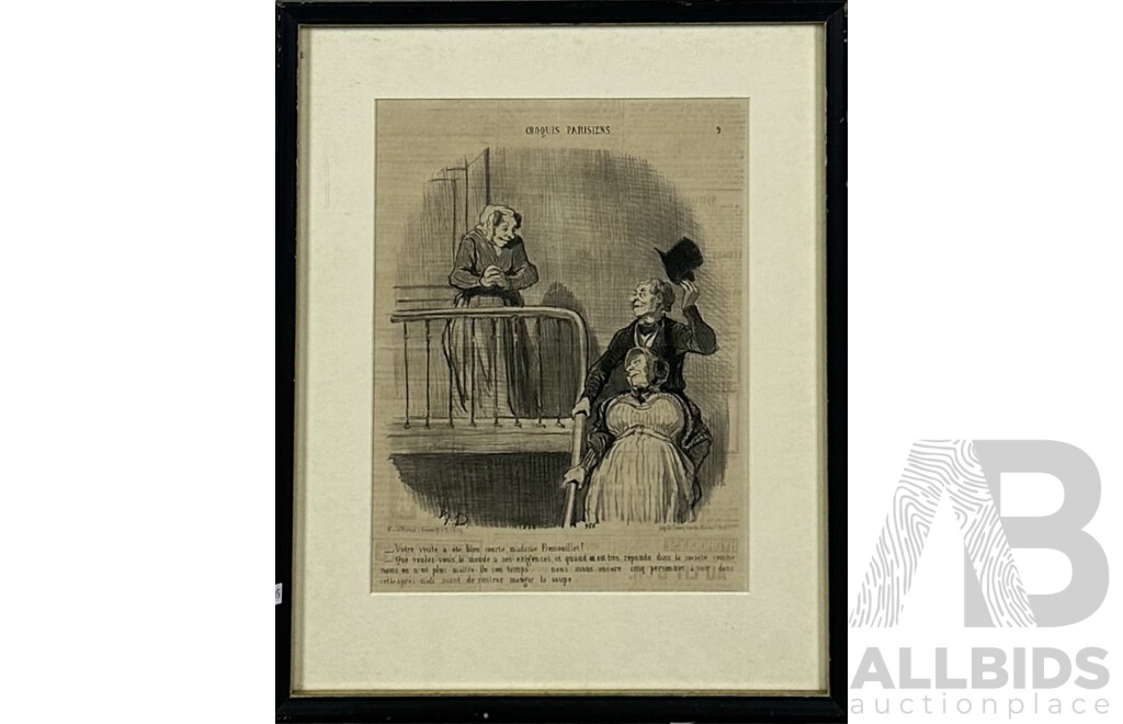 Honore Daumier, (19th Century, French, 1808-1879), Croquis Parisiens, Vintage Lithograph Print,  44 ^x  35 ^cm (frame)