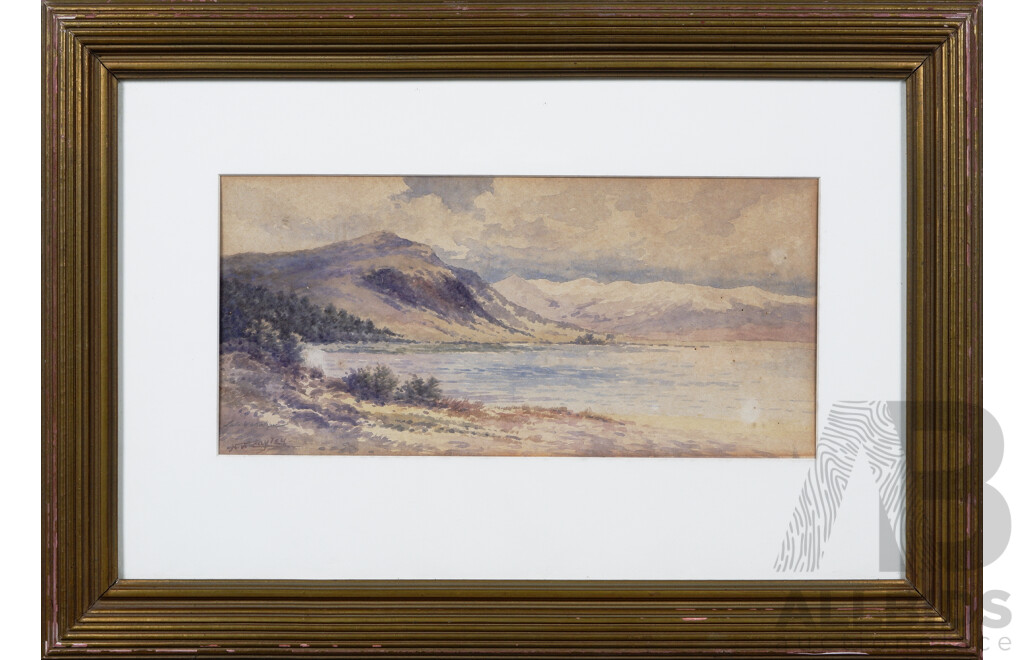 Neville William Cayley (19th/20th Century, Australian, 1856-1950), Lake Wakatipu, New Zealand, (c1930s), Watercolour, 34 x 50 cm (frame)