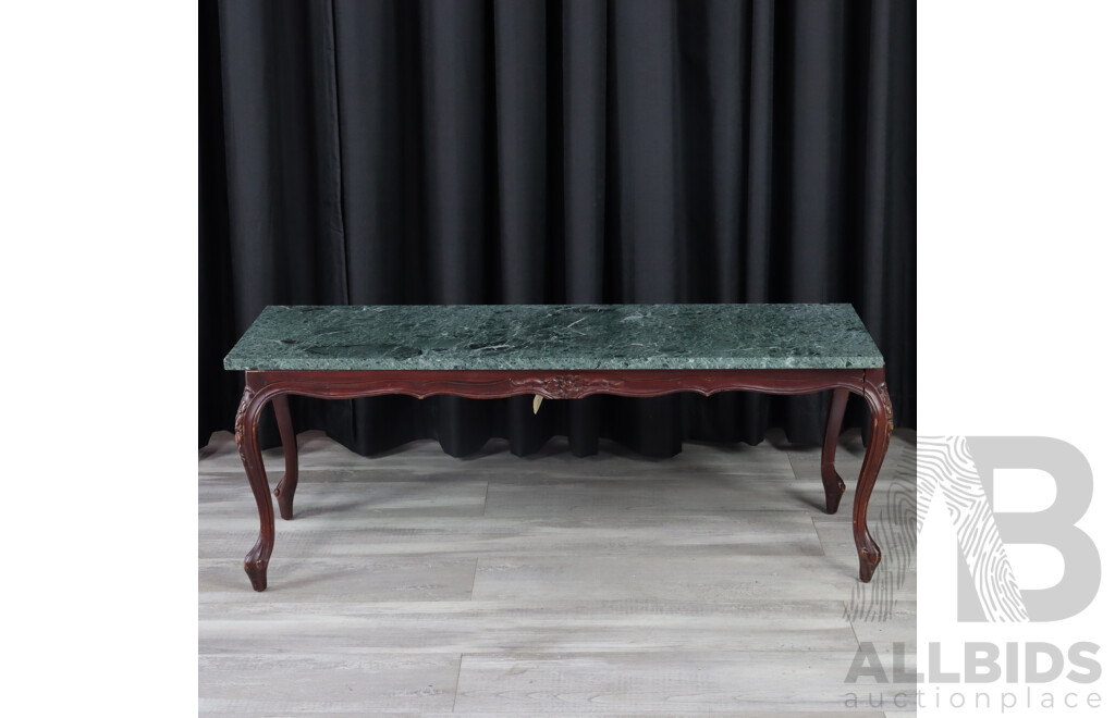 Reproduction Mahogany Marble Top Coffee Table