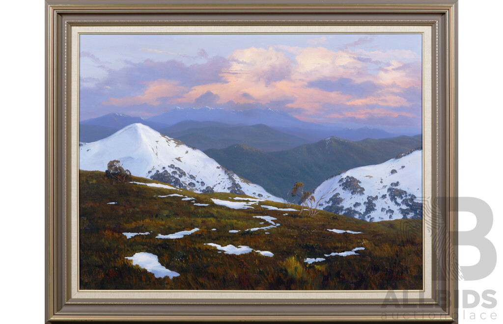 David Brayshaw, (20th Century, Australian, 1960-), Mt. Buffalo From Hotham Spur (1986), Oil on Canvas, 95 x 120 cm (frame)