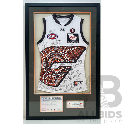 GWS Giants 2017 Signed and Framed Indigenous Guernsey