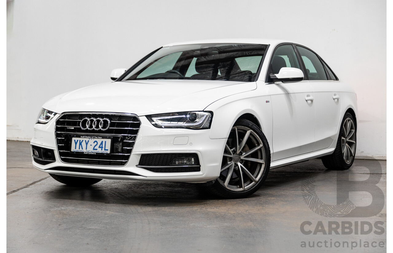 12/2015 Audi A4 2.0 TFSI S-Line Sport PLUS (AWD) B8 (8K) MY16 4d Sedan Ibis White 2.0L Turbo