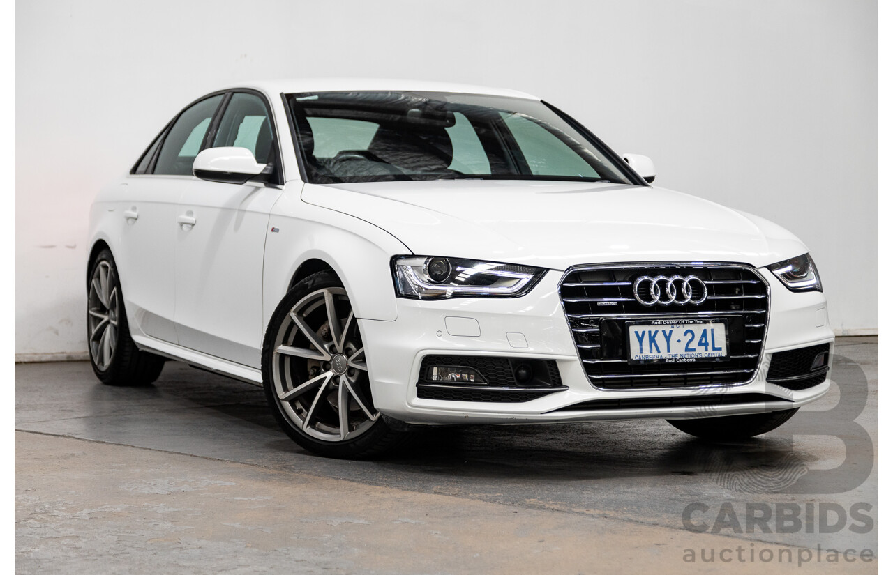 12/2015 Audi A4 2.0 TFSI S-Line Sport PLUS (AWD) B8 (8K) MY16 4d Sedan Ibis White 2.0L Turbo