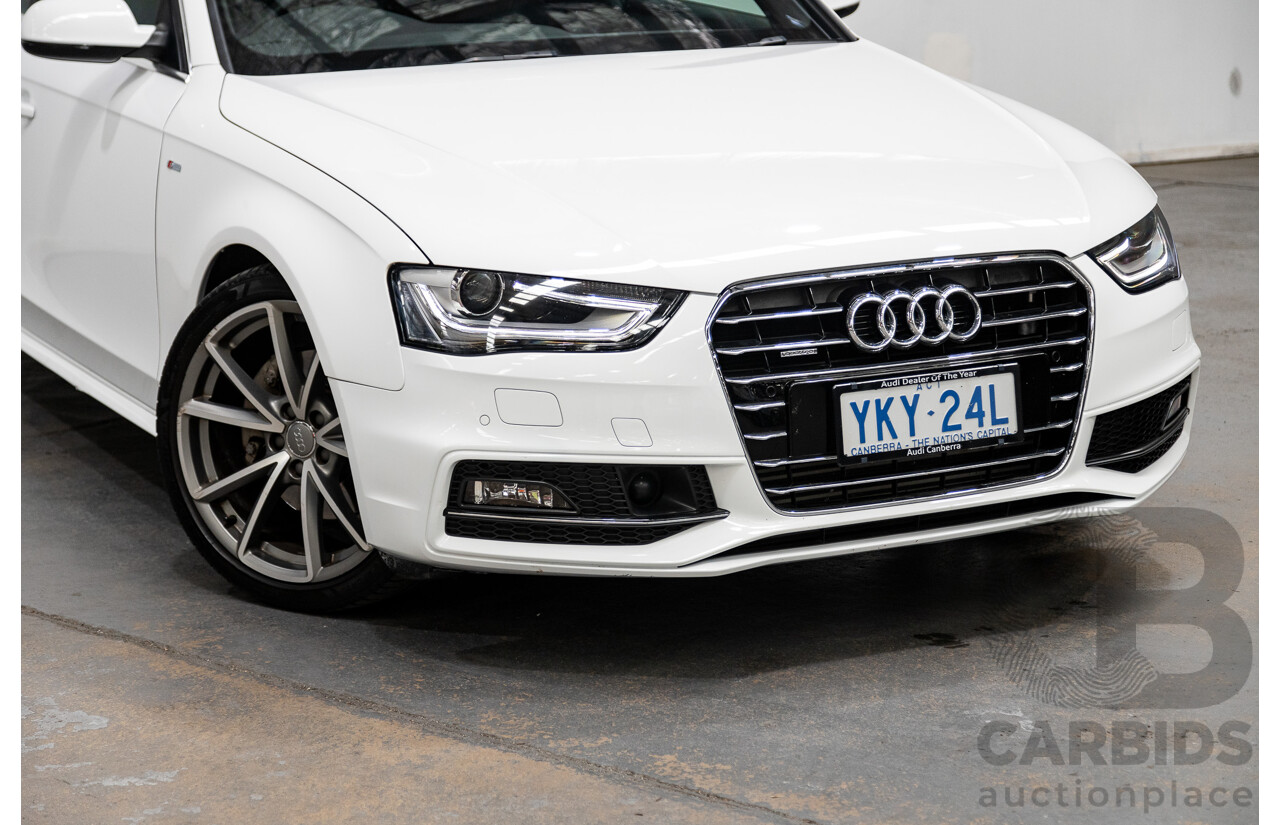 12/2015 Audi A4 2.0 TFSI S-Line Sport PLUS (AWD) B8 (8K) MY16 4d Sedan Ibis White 2.0L Turbo