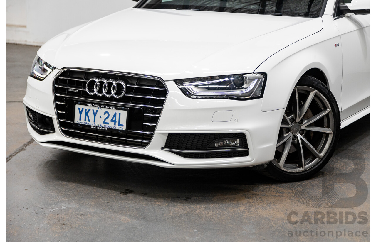 12/2015 Audi A4 2.0 TFSI S-Line Sport PLUS (AWD) B8 (8K) MY16 4d Sedan Ibis White 2.0L Turbo