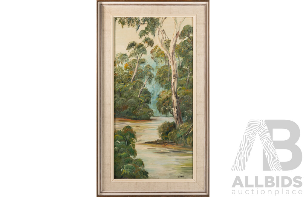 D.J.Boyd, (20th Century, Australian, Working C1970s), Thompson River No.2, Original Vintage Signed Oil on Canvas, 72 x 42 cm (frame)