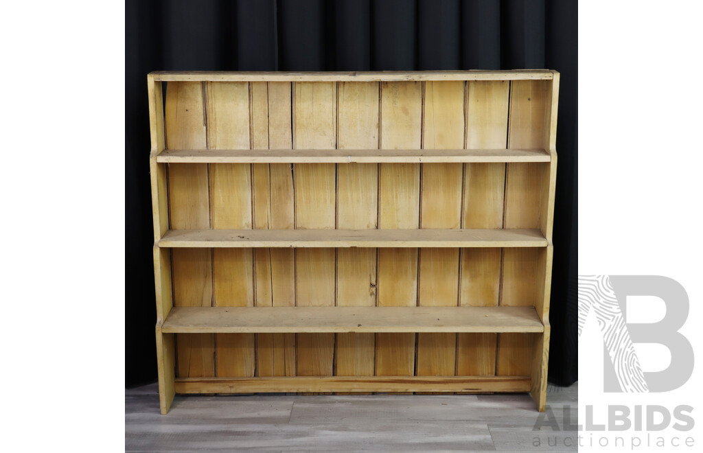 Vintage Pine Kitchen Table with Applied Hutch