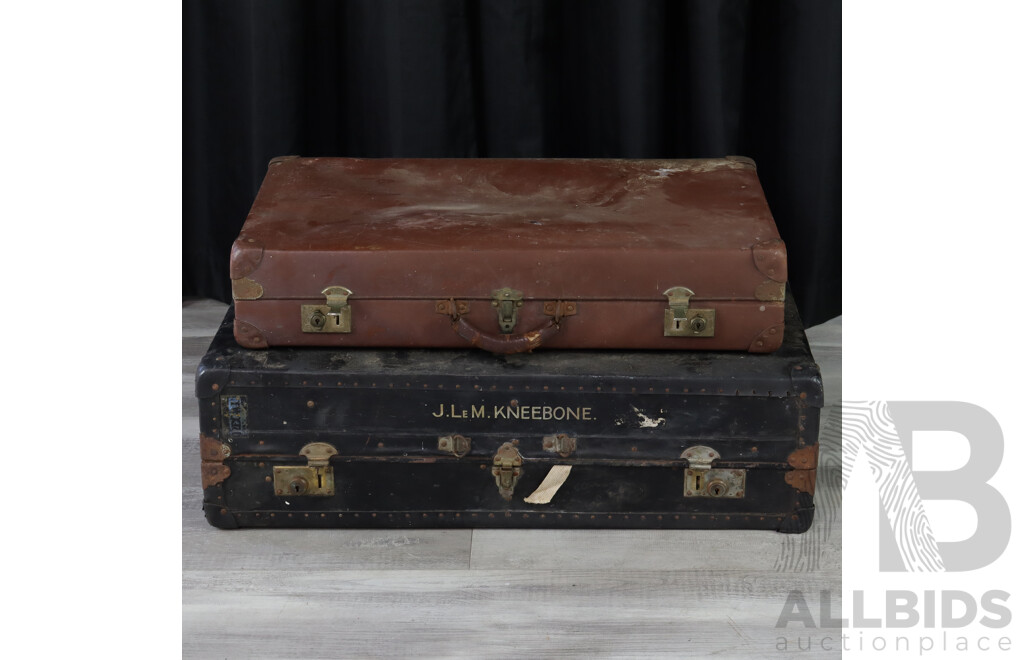 Vintage Fitted Travel Trunk and Another