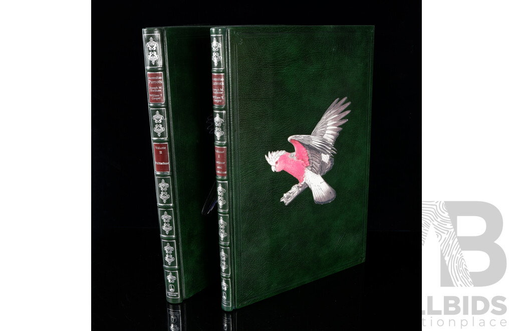 Rare Limited 181 of 1000 Copies Collectors Edition, Signed by Both Author & Illustrator, Australian Parrots, J M Forshaw, Illustration William T Cooper, Lansdowne Editions 1980, Two Volume Hardcover Set in Solander Case