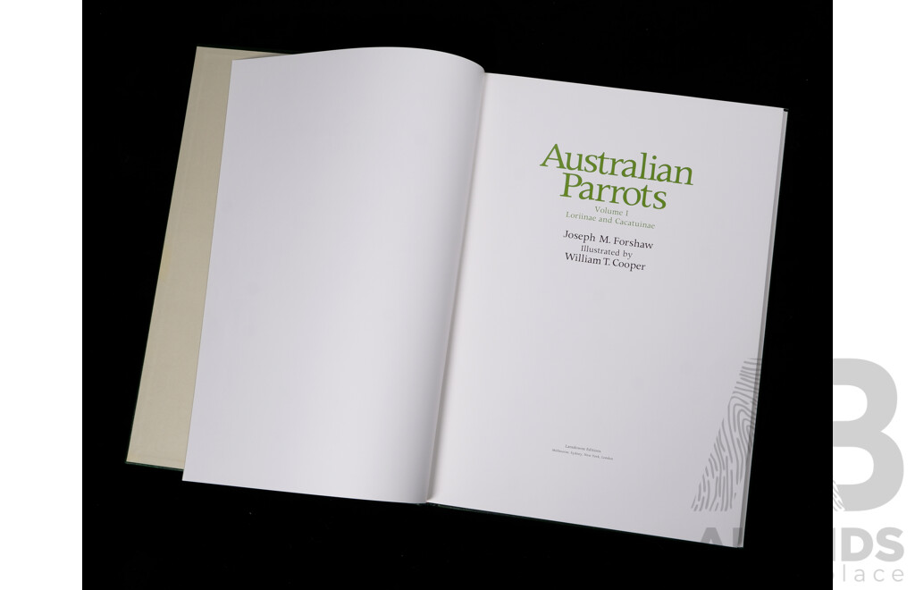 Rare Limited 181 of 1000 Copies Collectors Edition, Signed by Both Author & Illustrator, Australian Parrots, J M Forshaw, Illustration William T Cooper, Lansdowne Editions 1980, Two Volume Hardcover Set in Solander Case