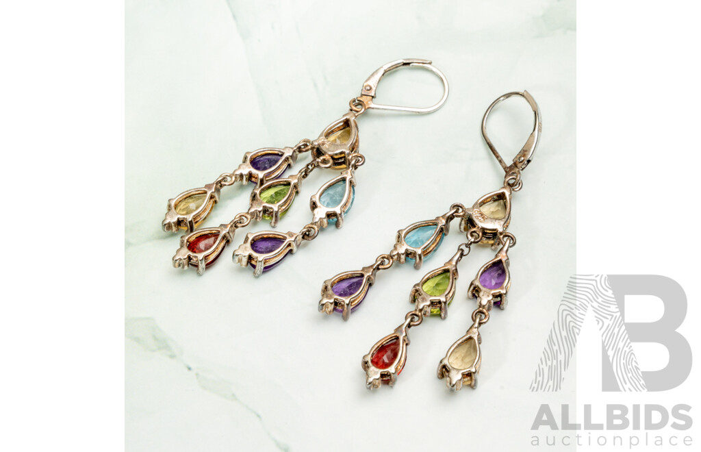 NEW - Sterling Silver Gemstone Drop Earrings with Euro Hooks, 55mm, 8.21 Grams