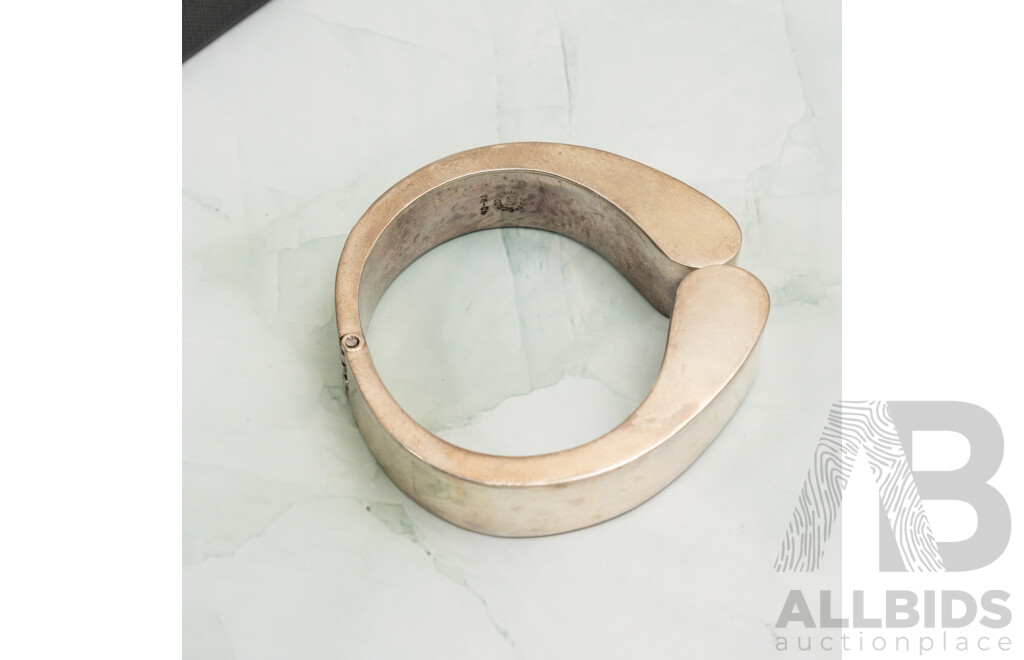 Vintage Mexican Sterling Silver Hinged Cuff Bangle, 55mm Internal Diameter, 56.54 - as New