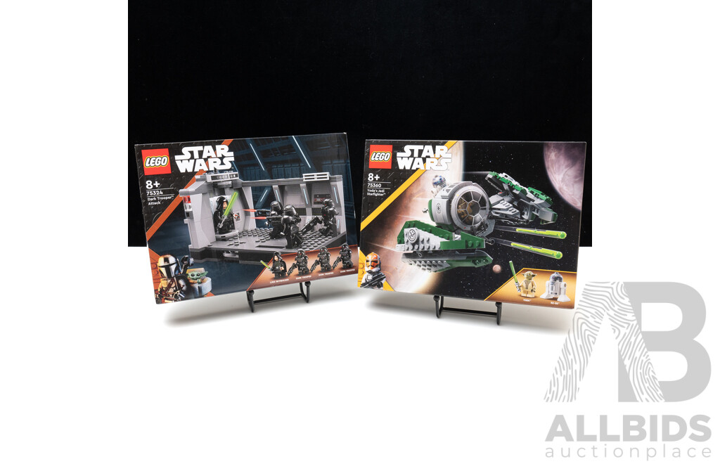 Two Retired Lego Set, Star Wars, Dark Trooper Attack 75324 & Yodas Jedi Starfighter 75360, Sealed in Box