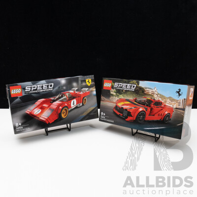 Two Retired Lego Sets, Speed Champions, Ferrari 812 Competizione 76914 & 1970 Ferrari 512 M 76906, Sealed in Boxes