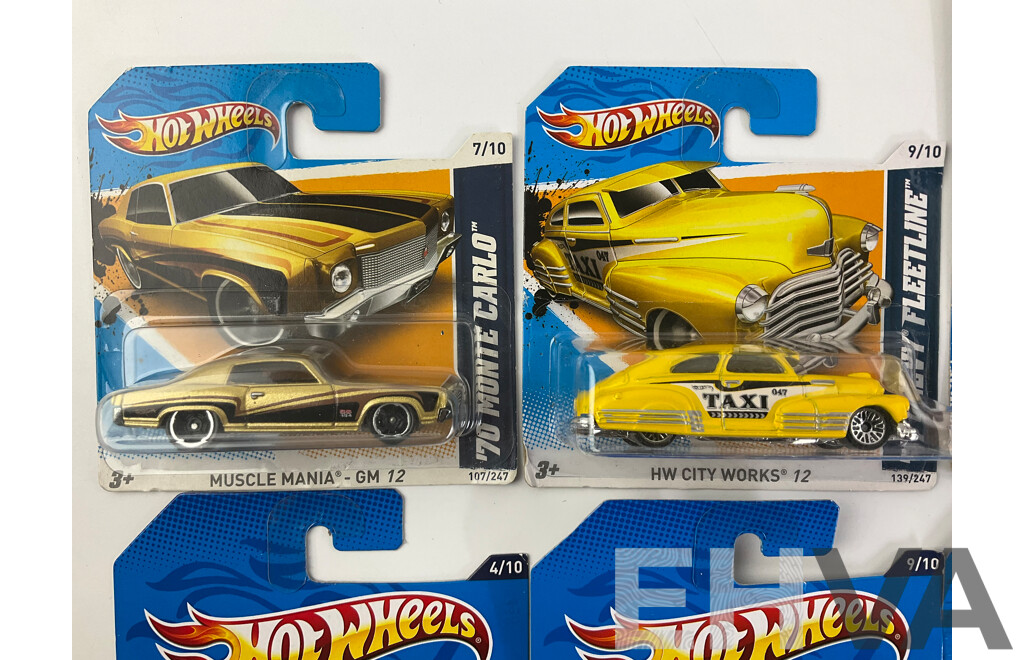 Ten Boxed Diecast Hot Wheels Vehicles Including 1970 Monte Carlo, 1970 Road Runner, Oldsmobile 442