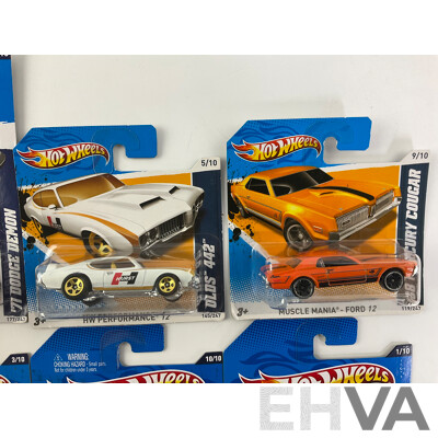 Ten Boxed Diecast Hot Wheels Vehicles Including 1970 Monte Carlo, 1970 Road Runner, Oldsmobile 442