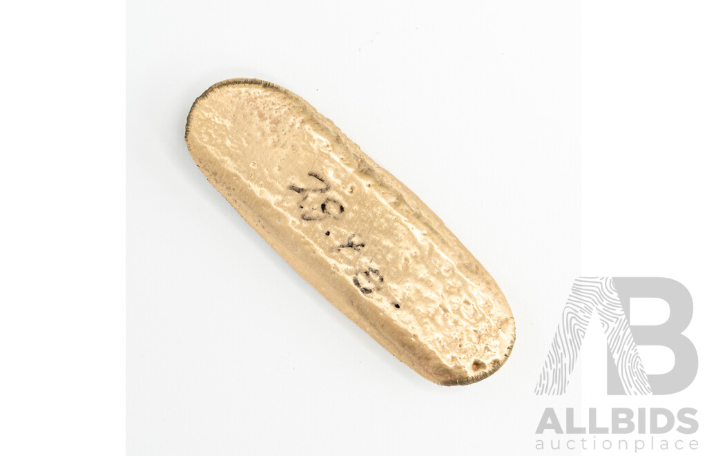 9ct Yellow Gold Bar - Melted by Jeweller, 28.68 Grams