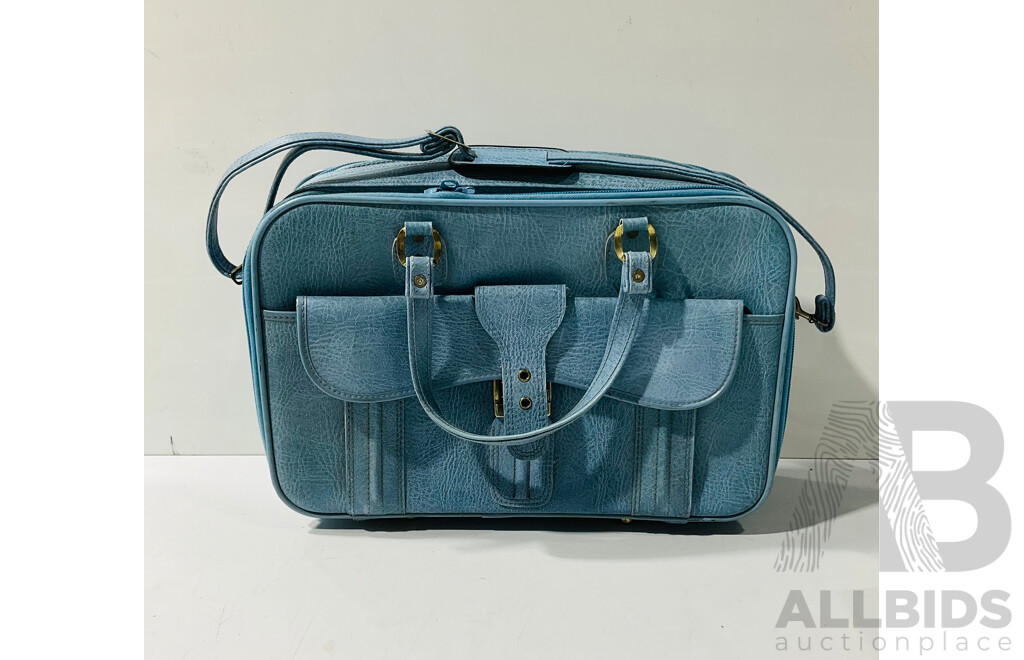 Vintage Blue Leather Bag From F. W. Woolworths