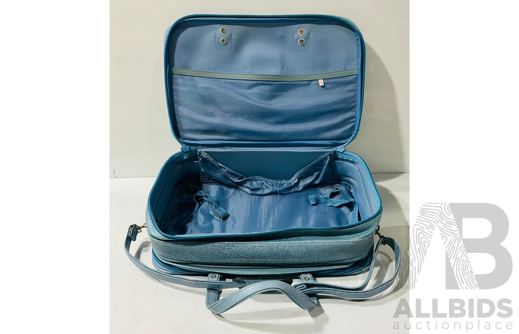 Vintage Blue Leather Bag From F. W. Woolworths