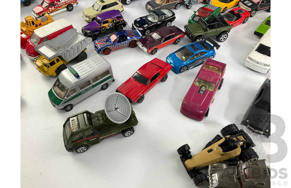 Collection of Diecast Matchbox, Siku, Hot Wheels and Majorette Vehicles with Two Hot Wheels 48 Car Carry Cases