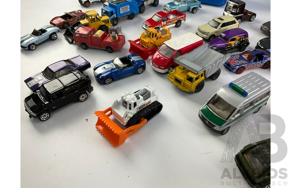 Collection of Diecast Matchbox, Siku, Hot Wheels and Majorette Vehicles with Two Hot Wheels 48 Car Carry Cases