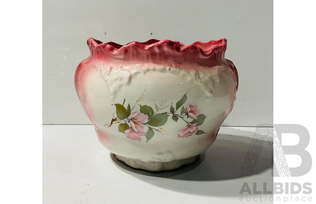 Painted Ceramic Decorative Vase with Flower Decorations