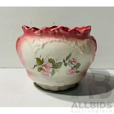 Painted Ceramic Decorative Vase with Flower Decorations