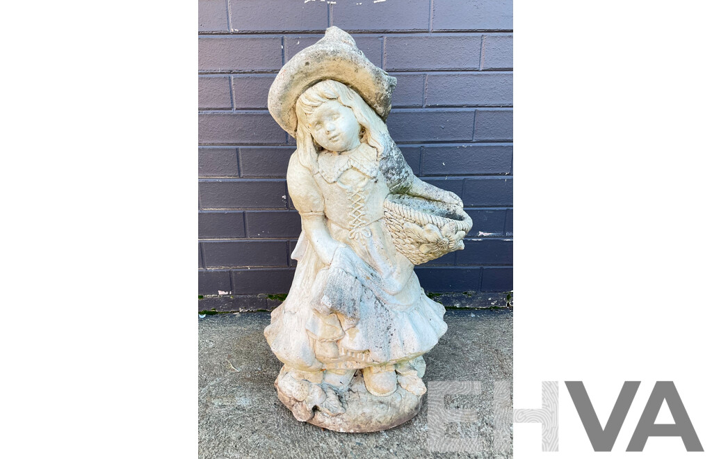 Vintage Concrete Young Girl Garden Planter