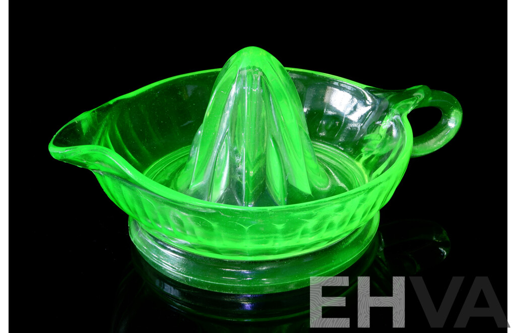 Vintage Uranium Glass Citrus Juicer