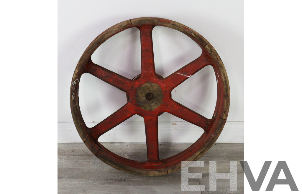 Antique Wooden Agricultural Pulley Wheel