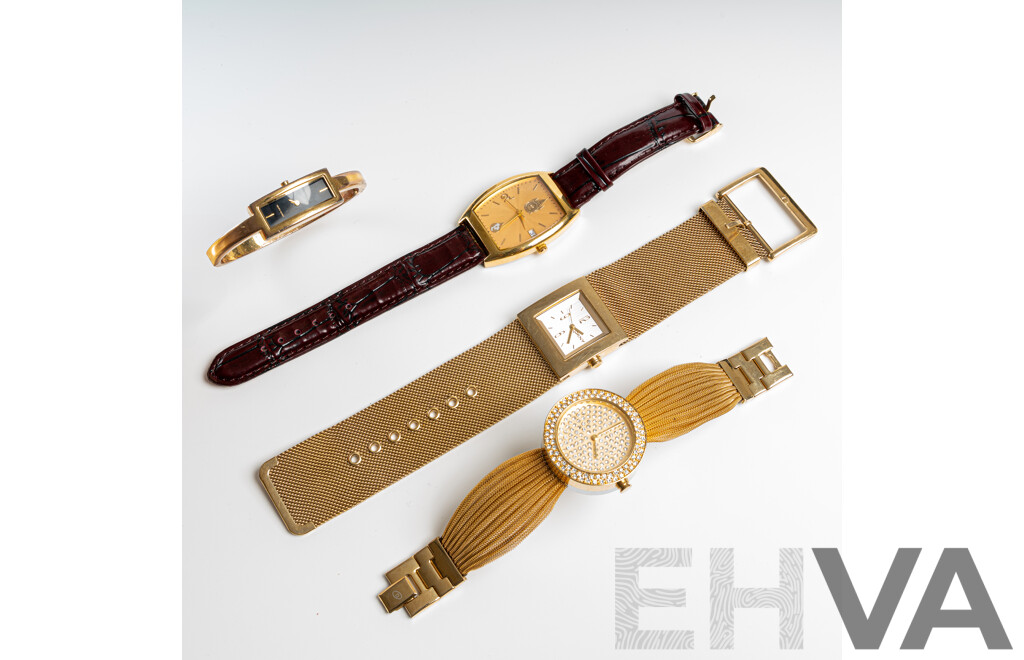 Collection of (4) Ladies Gold Tone Dress Watches Including DKNY