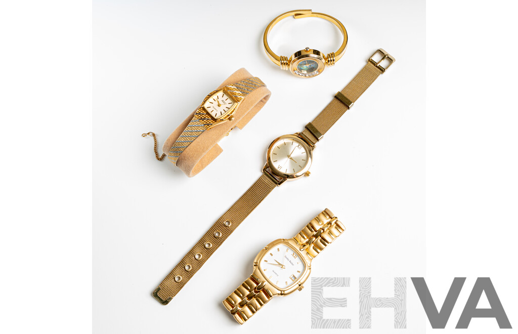 Collection of (4) Ladies Gold Tone Dress Watches Including Adec & Stanley Backer