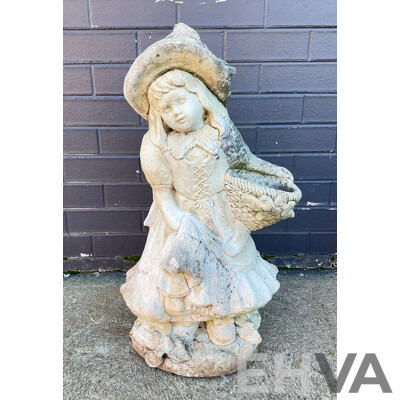 Vintage Concrete Young Girl Garden Planter
