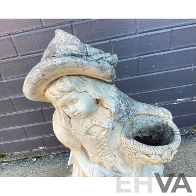 Vintage Concrete Young Girl Garden Planter