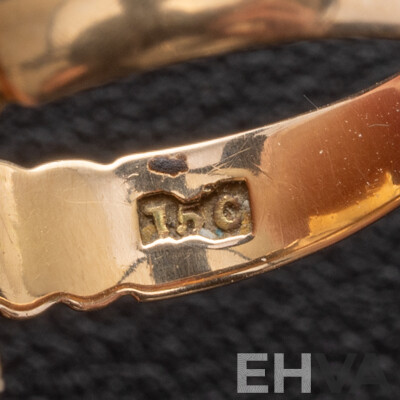 15ct Antique Enamel 30th Batallion WWI Colour Patch Sweetheart Ring, Size J, 2.94 Grams