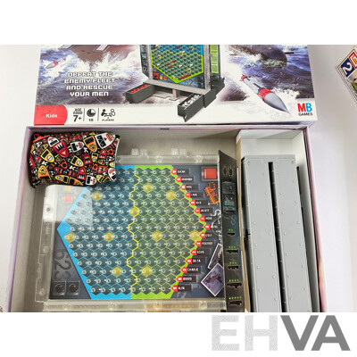 Collection of Vintage Board Games, Jigsaws and Model Including John Sands Pluto, Holdson Educational Teachatot, Yahtzee, Battleship, Roman Warship