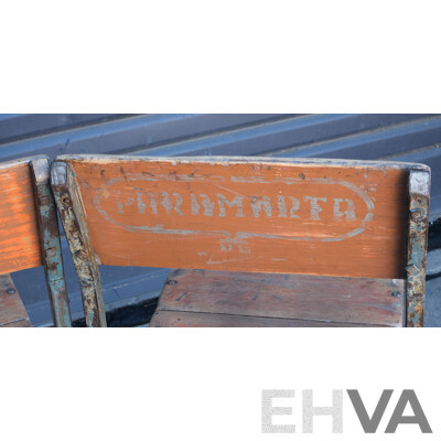 Three Vintage Indian School Steel Frame Chairs