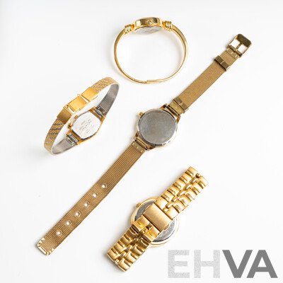 Collection of (4) Ladies Gold Tone Dress Watches Including Adec & Stanley Backer