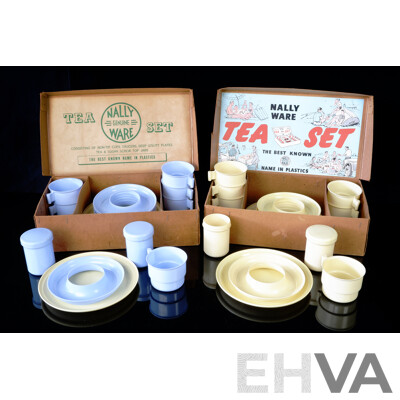 Boxed 1950's Nally Ware Tea Sets, Twenty and Eighteen Piece, Made in Australia