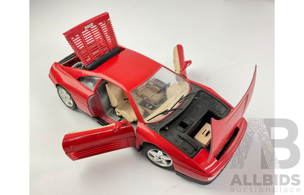 Colection of Diecast Vehicles Including Burago Ferrari 348, 1:18 Scale, YamahaYZR-M1 and YZR 250, 1953 Ford Pick Up and More